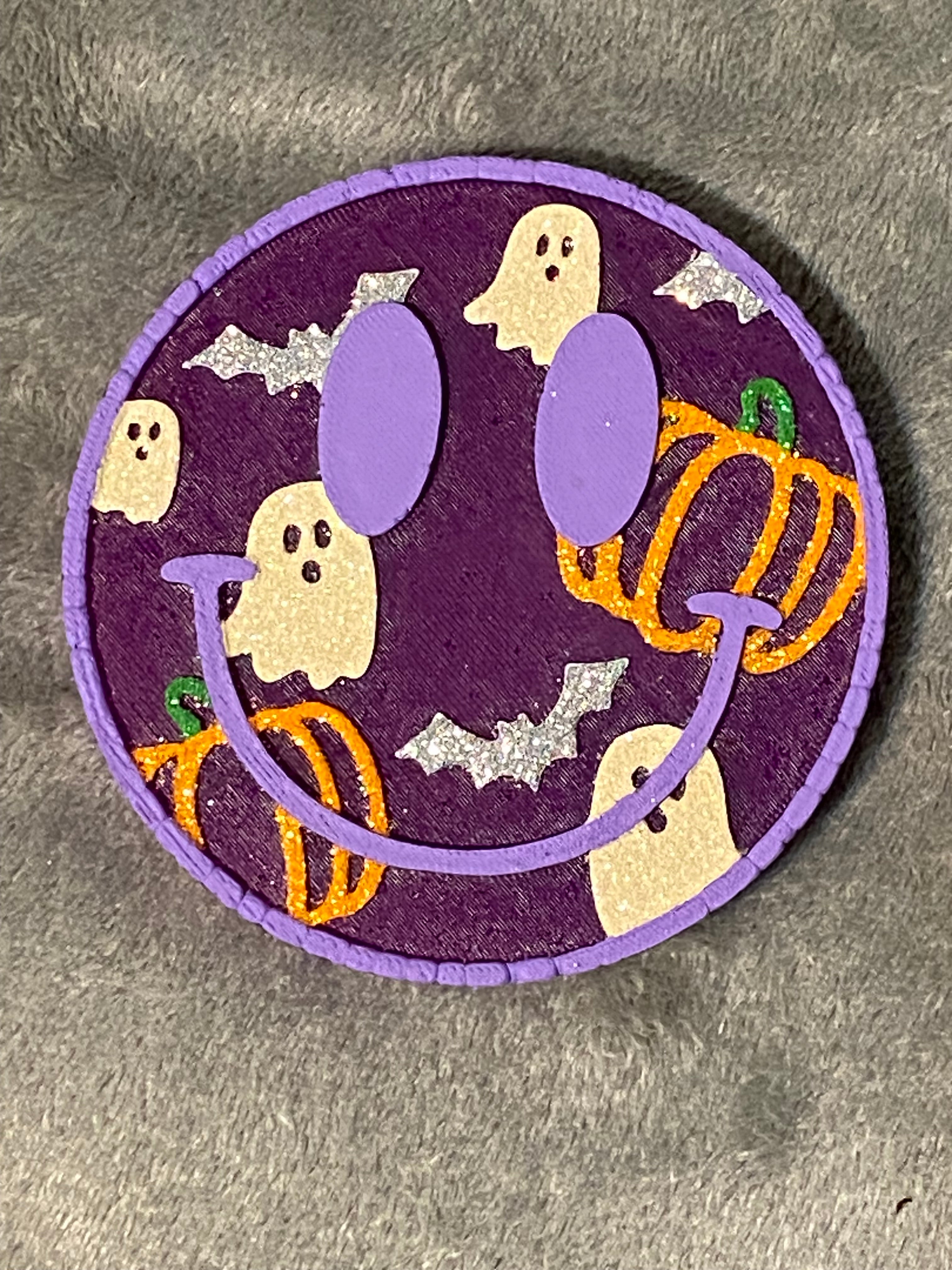 Smiley Face with Ghosts, Pumpkins, Bats