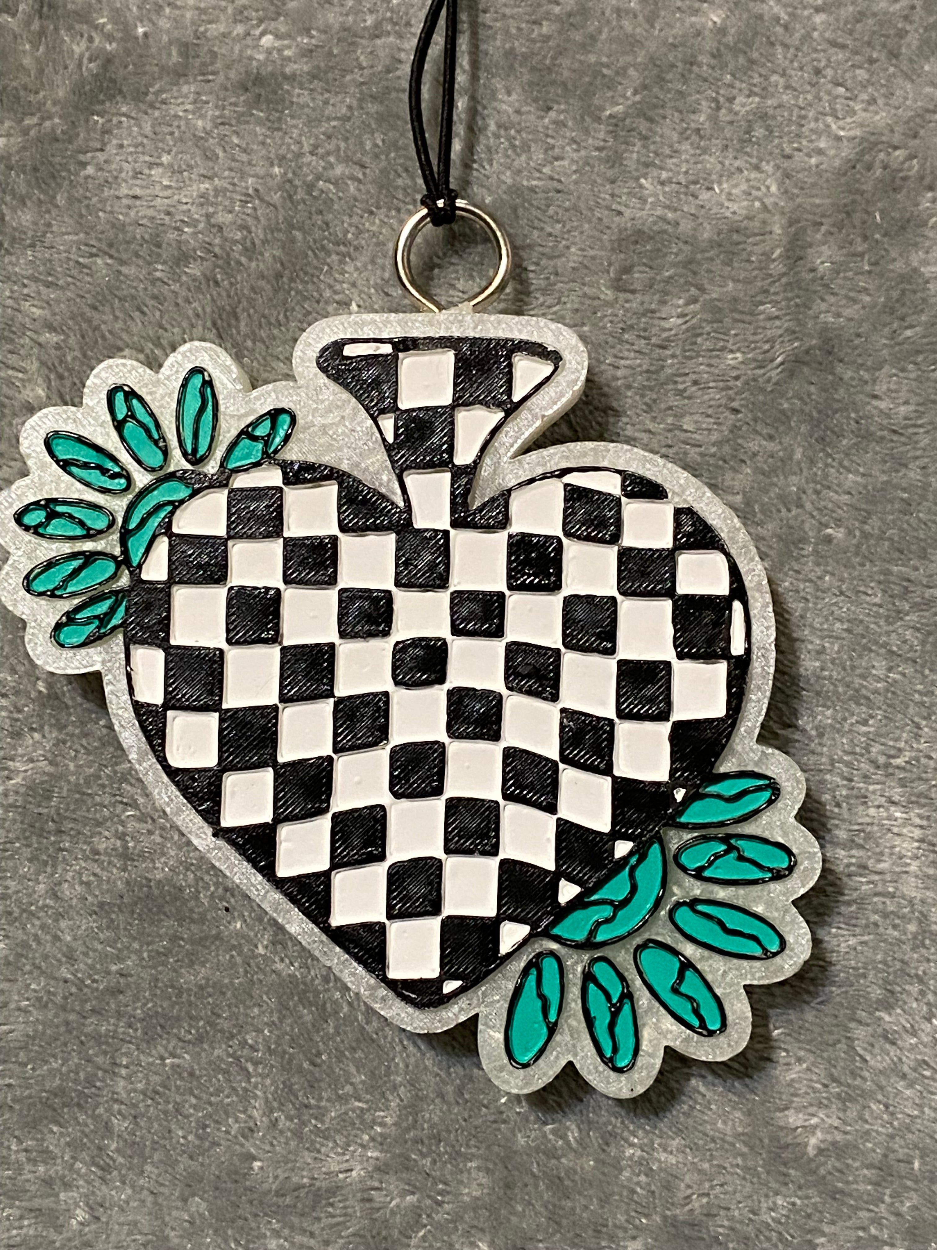 Checkered Spade with Turquoise